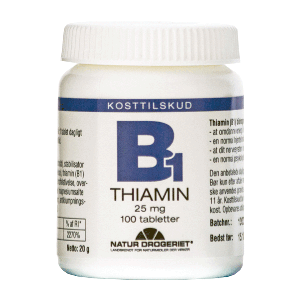 B1 Thiamin 25 mg 100 tabletter