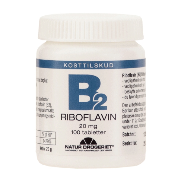 B2 Riboflavin 20 mg 100 tabletter