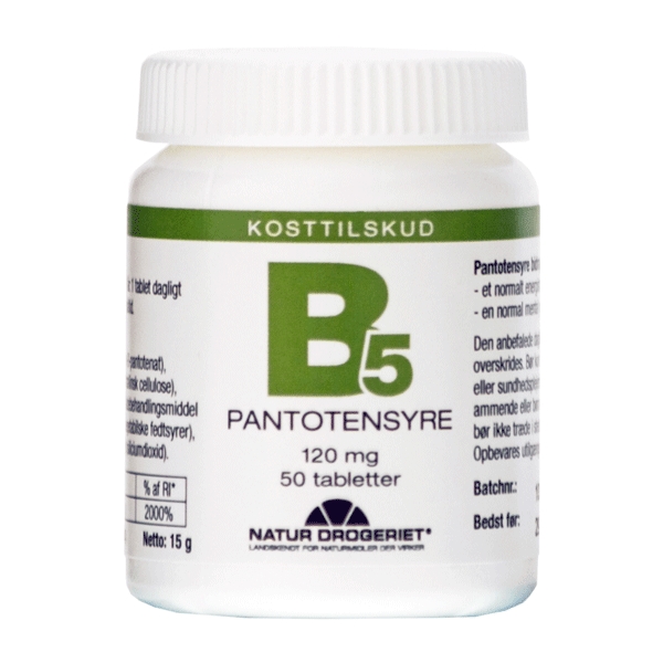 B5 Pantotensyre 120 mg 50 tabletter