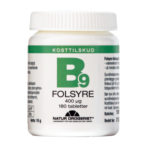B9 Folsyre 400 mcg 180 tabletter