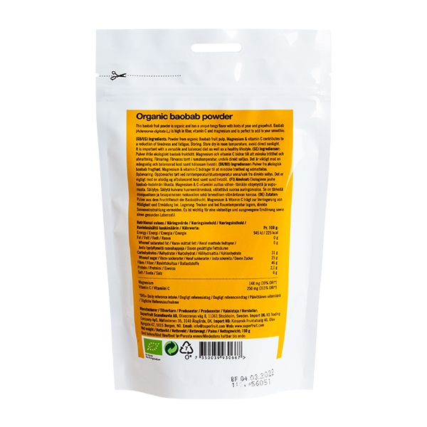 Baobab Pulver Superfruit 150 g økologisk