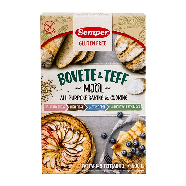 Boghvede & Teff Mel Glutenfri Semper 500 g