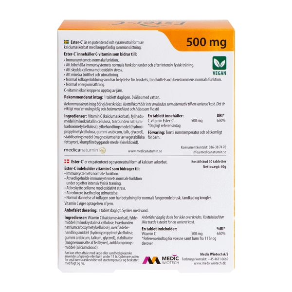 C-Vitamin Ester-C 500 mg 60 tabletter
