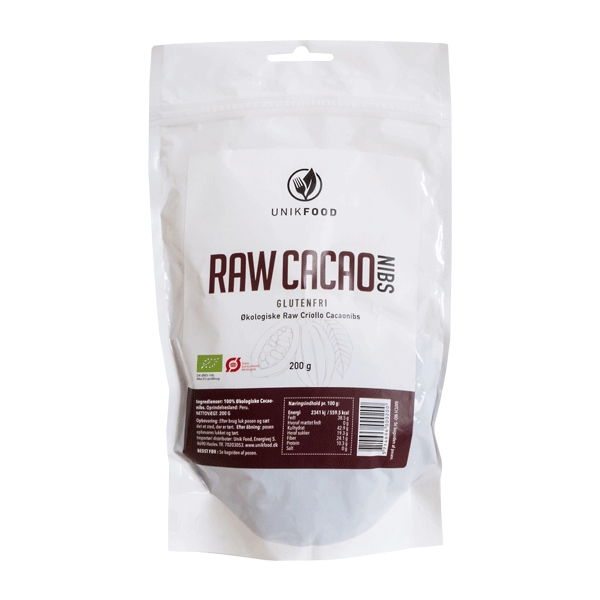 Cacao Nibs Raw Unik Food 200 g økologisk