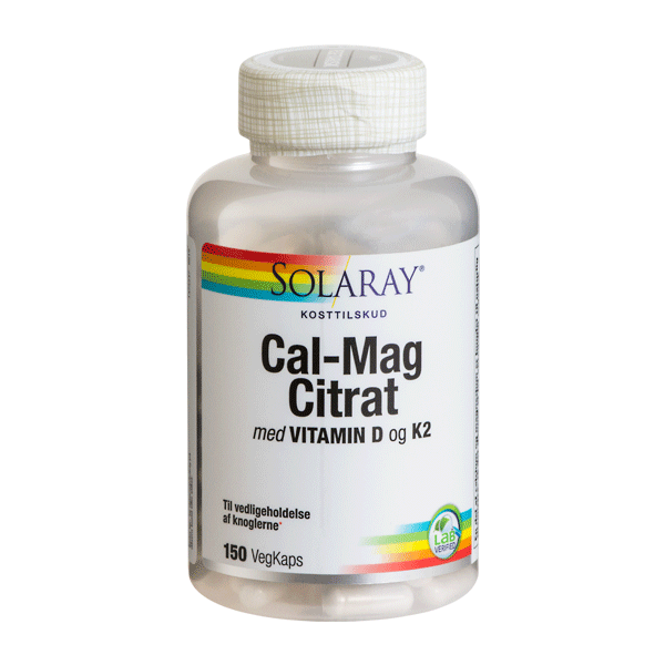 Cal-Mag Citrat Vitamin D og K2 Solaray 150 VegKaps