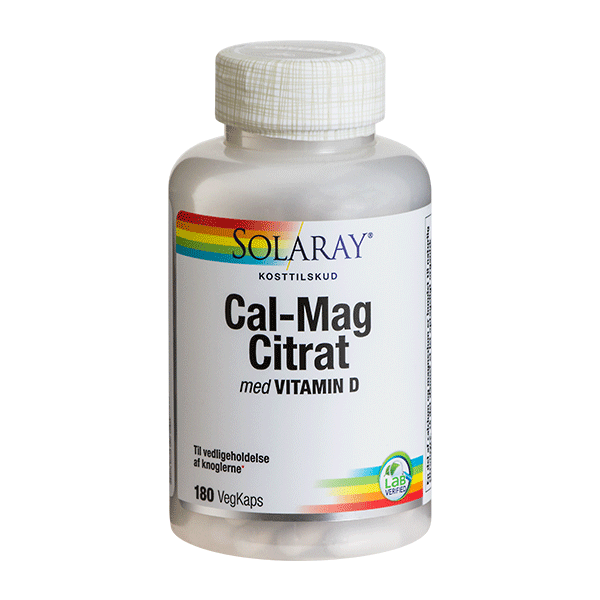Cal-Mag Citrat med D-vitamin Solaray 180 kapsler