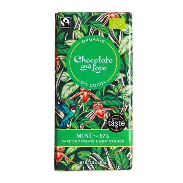 Chokolade Mint 67 % Fairtrade 80 g økologisk