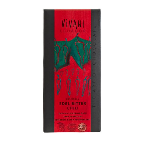 Chokolade Mørk Equador Chili Vivani 100 g økologisk