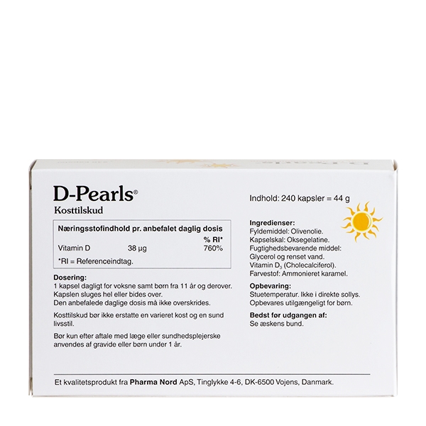 D-Pearls Stærk D-Vitamin 38 mcg 240 kapsler