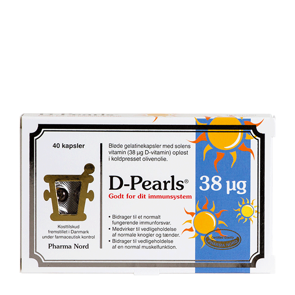 D-Pearls Stærk D-Vitamin 38 mcg 40 kapsler