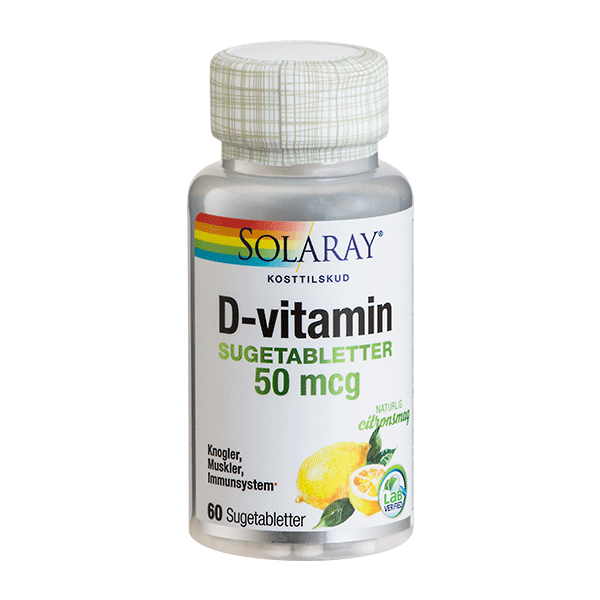 D-Vitamin 50 mcg Solaray 60 sugetabletter