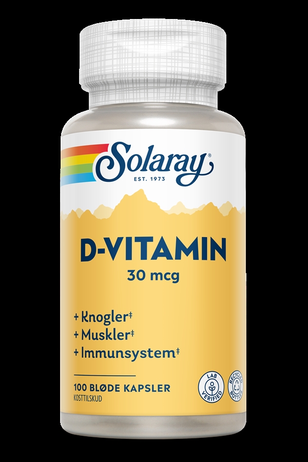 D-vitamin 30 mcg Solaray 100 kapsler
