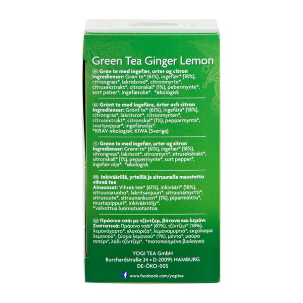 Green Tea Ginger Lemon Yogi 17 tebreve økologisk