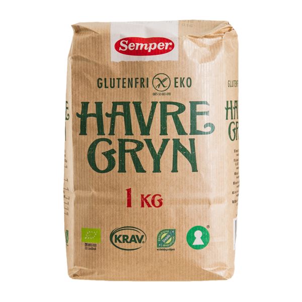 Havregryn glutenfri Semper 1 kg økologisk