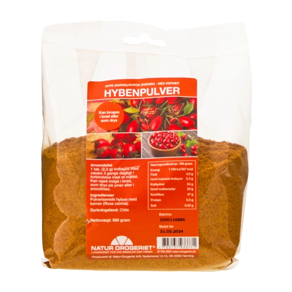 Hybenpulver med kerner 500 g