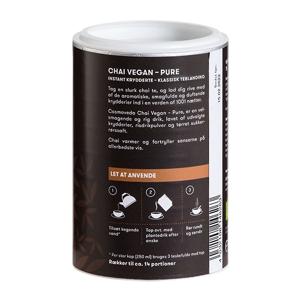 Instant Chai Pure Vegansk Cosmoveda 200 g økologisk