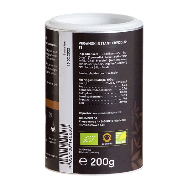 Instant Chai Pure Vegansk Cosmoveda 200 g økologisk