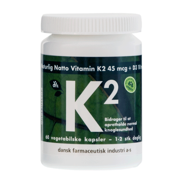 K2 vitamin 45 mcg + D3 10 mcg 60 vegetabilske kapsler