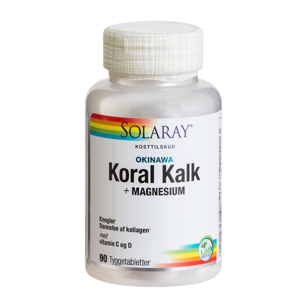 Koral Kalk + Magnesium Solaray 90 tyggetabletter