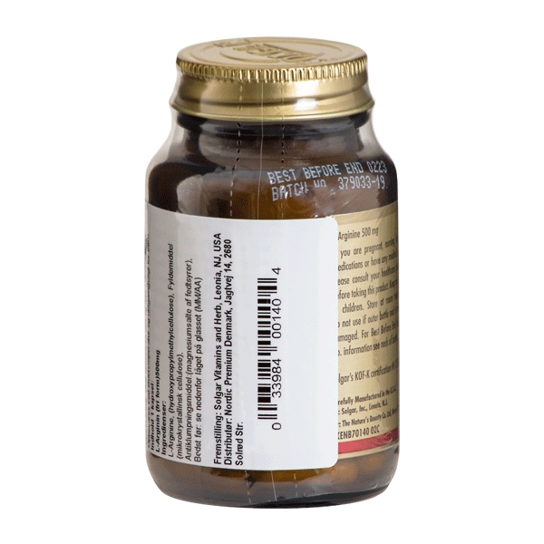 L-Arginine 500 mg Solgar 50 vegetabilske kapsler