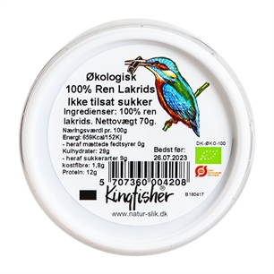 Lakrids Små Sorte Kingfisher 70 g økologisk