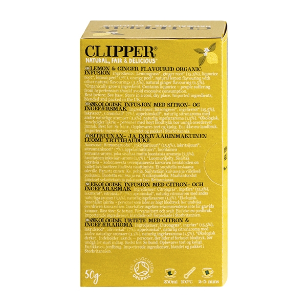 Lemon & Ginger Infusion Clipper 20 breve økologisk