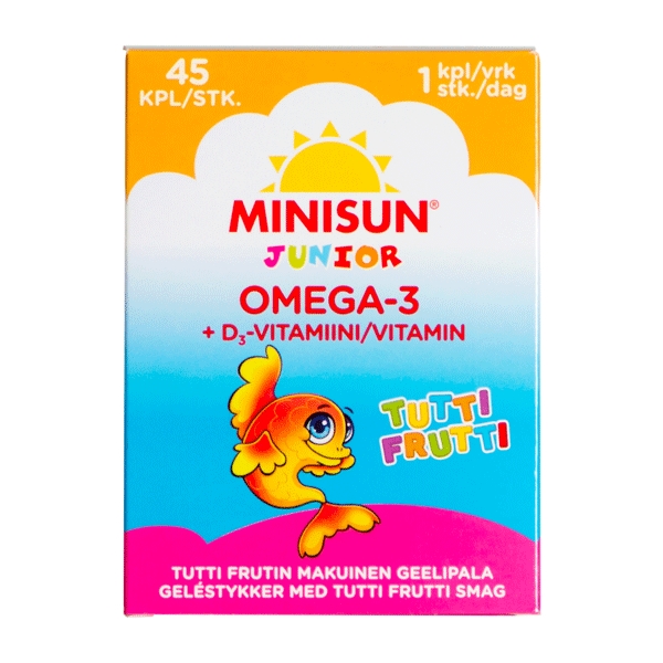 Minisun Junior Omega-3 + D3-vitamin 45 kapsler