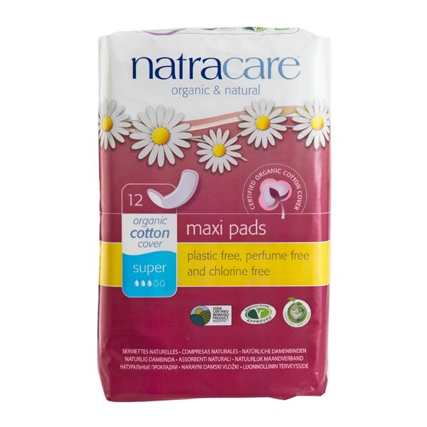 Bind Super Maxi Pads Natracare 12 stk. økologisk