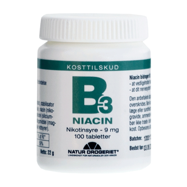 Niacin Nikotinsyre 9 mg 100 tabletter