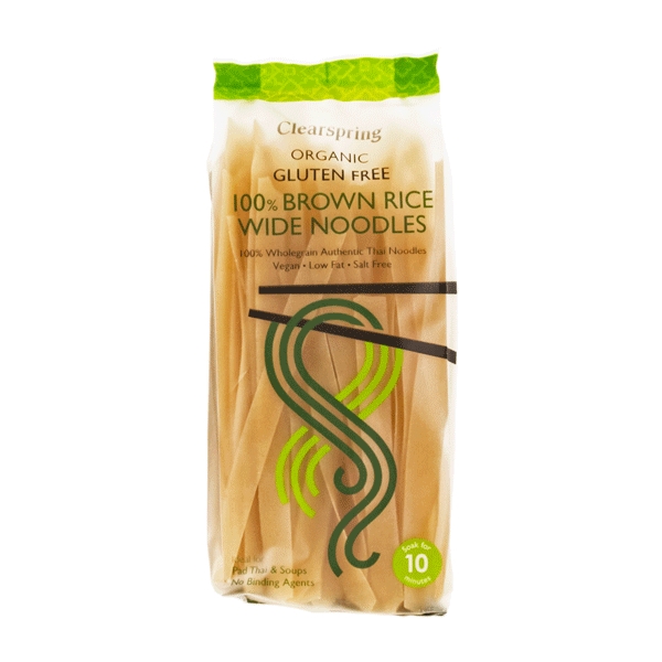 Noodles Wide Brown Rice Clearspring 200 g øko