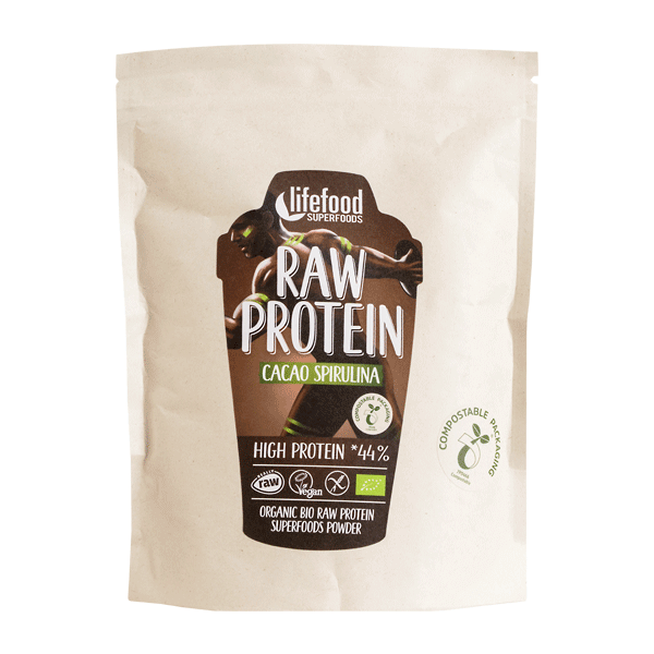 Proteinpulver Kakao Spirulina RAW 450 g øko