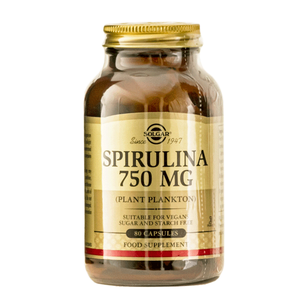 Spirulina 750 mg Solgar 80 vegetabilske kapsler