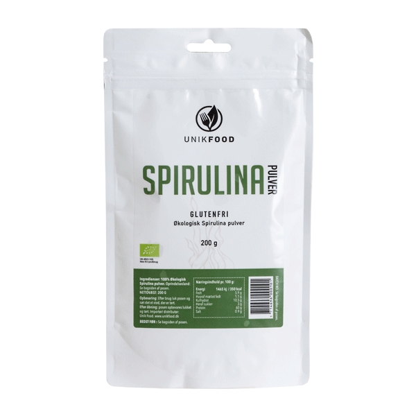 Spirulina Pulver Unik Food 200 g økologisk