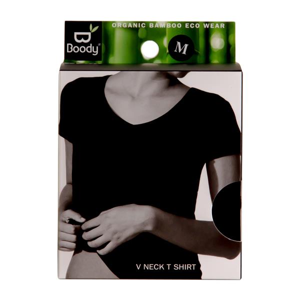 T-shirt Sort V-hals Woman str. M Boody