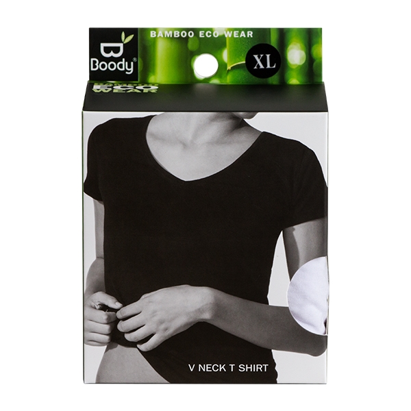 T-shirt Hvid V-hals Woman str. XL Boody økologisk