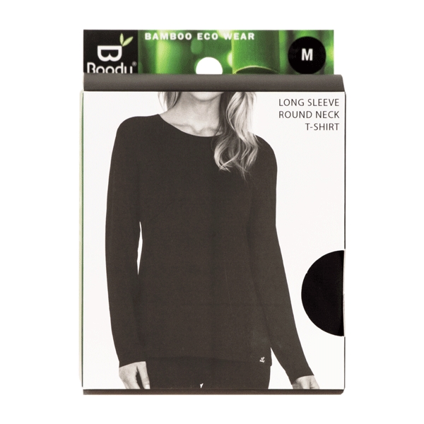T-shirt Sort Lange Ærmer Rund Hals Dame str. M Boody