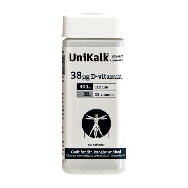 Unikalk 38 mcg D-vitamin 180 tabletter