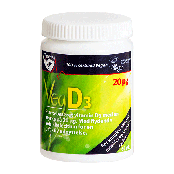 Veg D3 D-vitamin 20 mcg 60 vegetabilske kapsler