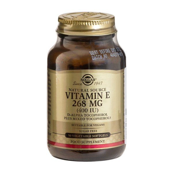 Vitamin E 268 mg Solgar 50 vegetabilske softgel kapsler
