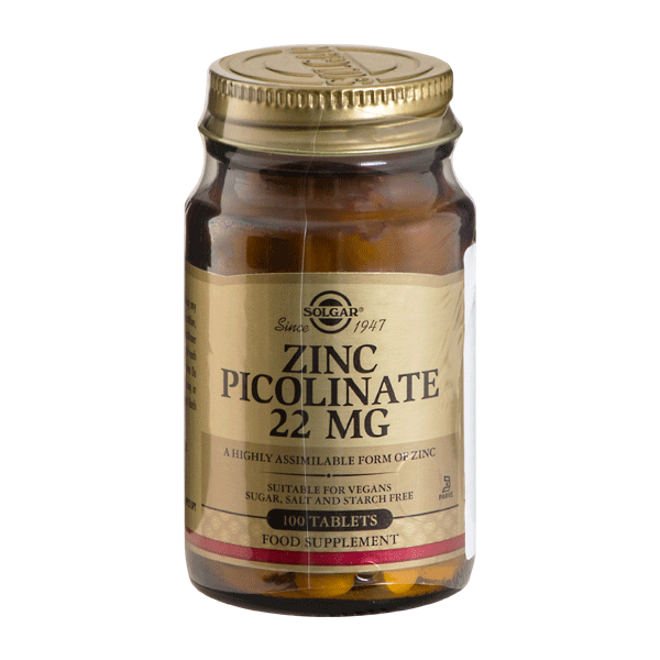 Zinc Picolinate 22 mg Solgar 100 tabletter