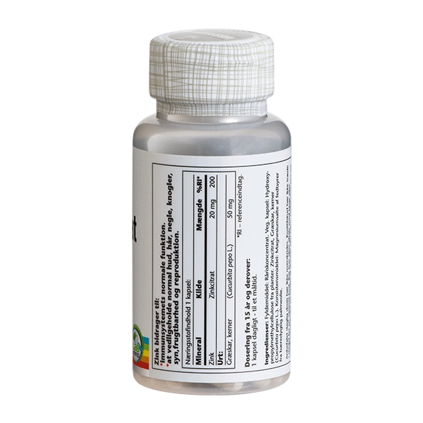 Zink Citrat 20 mg Solaray 60 vegetabilske kapsler