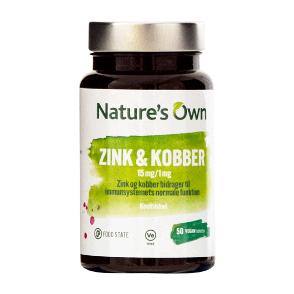 Zink & Kobber Natures Own 50 vegetabilske tabletter