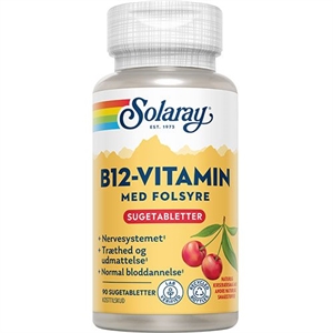 B12-Vitamin med Folsyre Solaray 90 sugetabletter