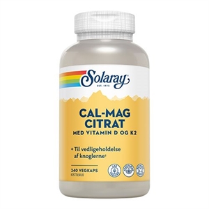 Cal-Mag Citrat med Vitamin D og K2 Solaray 240 kapsler