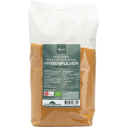 Hybenpulver fin med kerner 1 kg økologisk