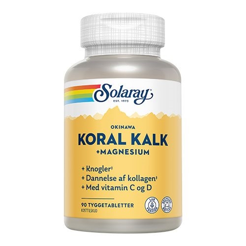 Koral Kalk + Magnesium Solaray 90 tyggetabletter