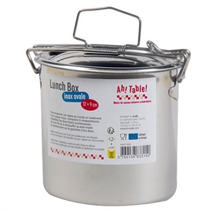 Madkasse i rustfri stål rund