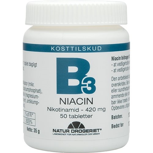 B3 Niacin Nikotinamid 420 mg 50 tabletter