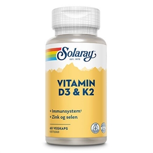 Vitamin D3 & K2 Solaray 60 vegetabilske kapsler