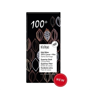 Edel Bitter 100 % Cacao + Nibs Vivani 80 g økologisk